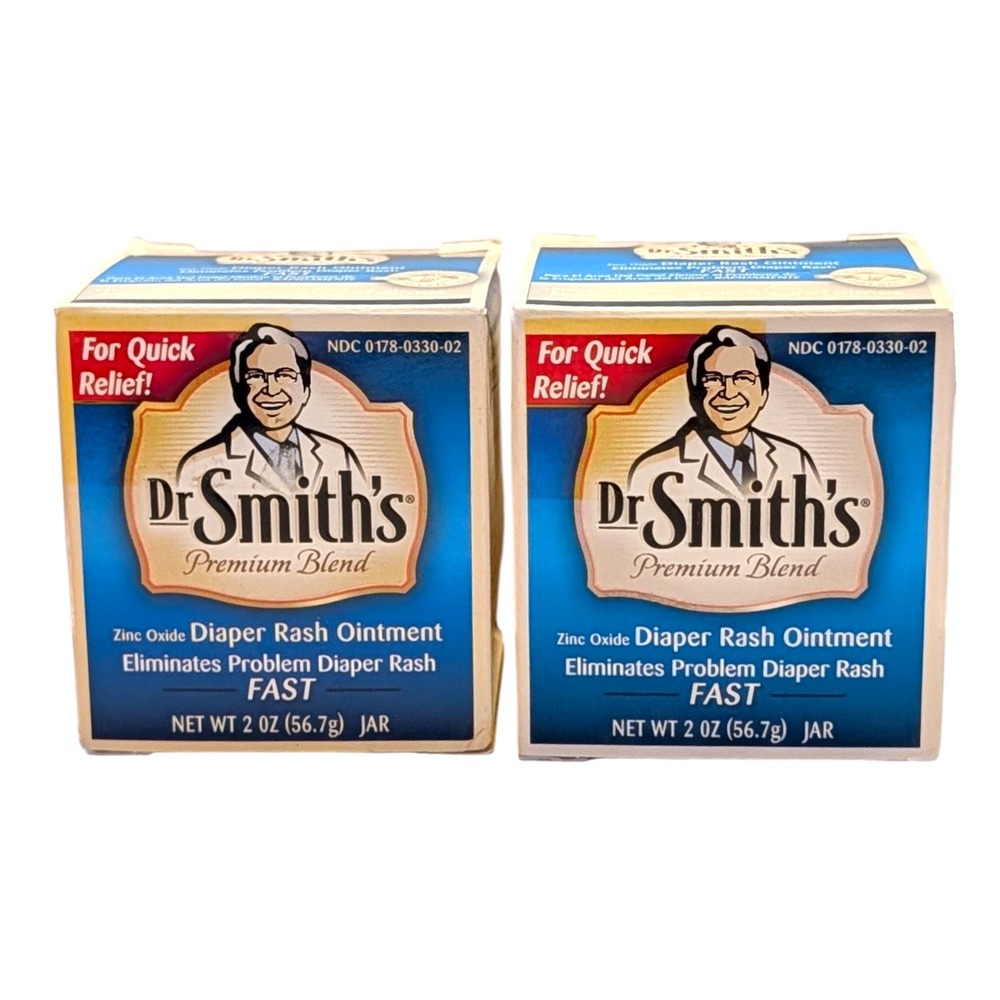 Dr Smith's Premium Blend Diaper Rash Ointment 2 oz Jars Fast Relief Lot of 2